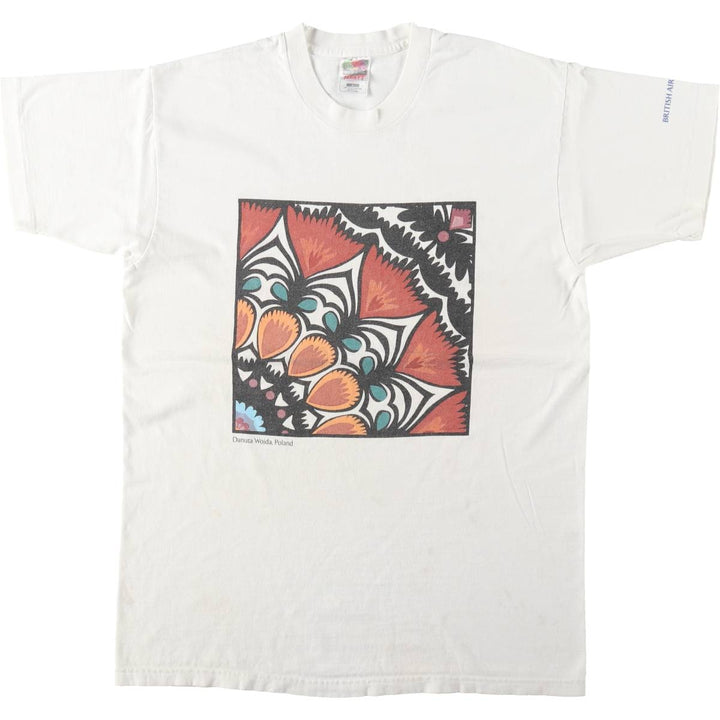 90'S Fruit of the Loom Heavy Cotton Advertising T-Shirt, Made in USA, Men's Size L (approx.), Vintage cotton white type Vintage Second Hand
