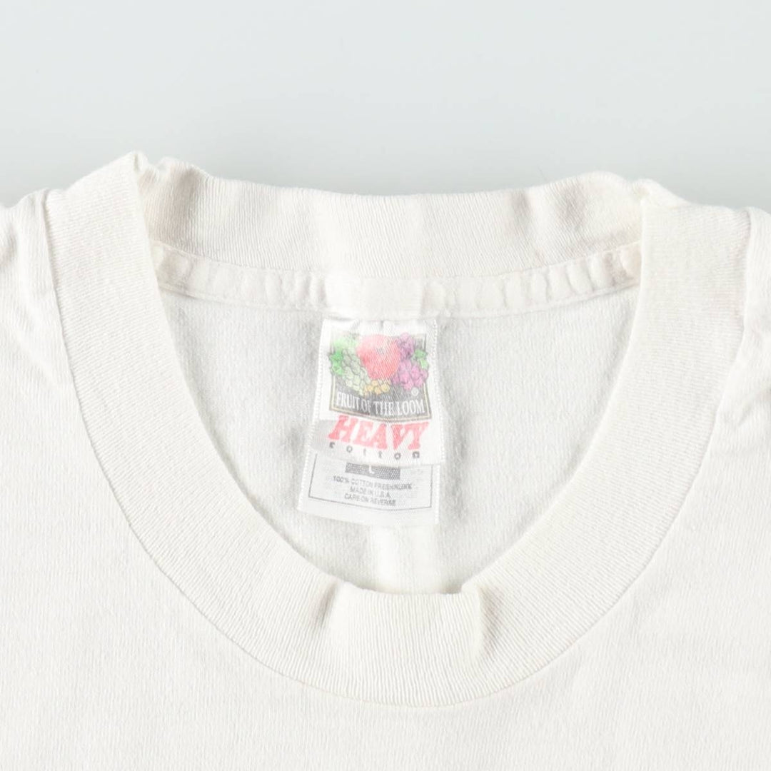 90'S Fruit of the Loom Heavy Cotton Advertising T-Shirt, Made in USA, Men's Size L (approx.), Vintage cotton white type Vintage Second Hand