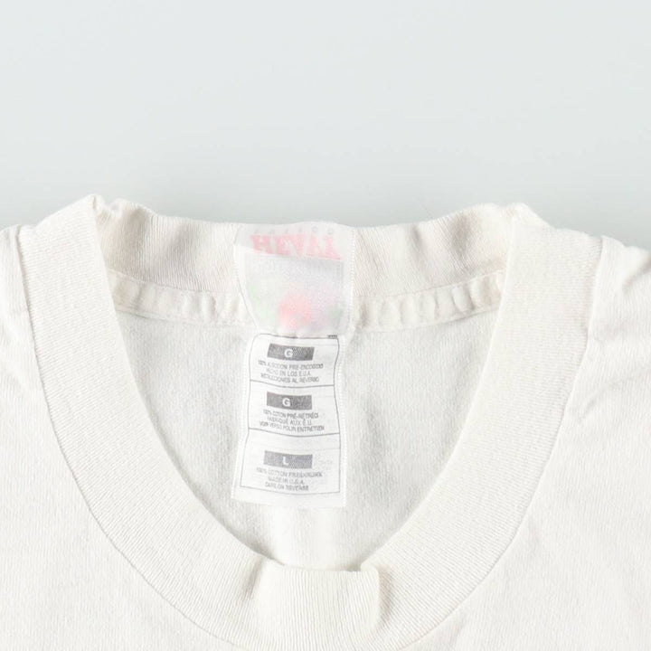 90'S Fruit of the Loom Heavy Cotton Advertising T-Shirt, Made in USA, Men's Size L (approx.), Vintage cotton white type Vintage Second Hand
