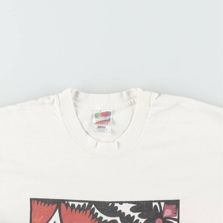 90'S Fruit of the Loom Heavy Cotton Advertising T-Shirt, Made in USA, Men's Size L (approx.), Vintage cotton white type Vintage Second Hand