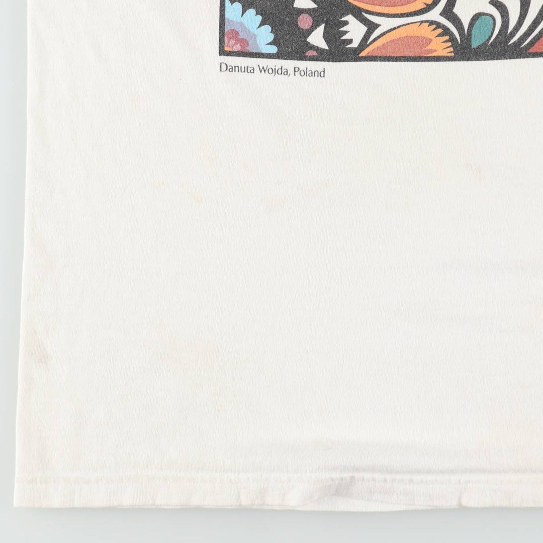 90'S Fruit of the Loom Heavy Cotton Advertising T-Shirt, Made in USA, Men's Size L (approx.), Vintage cotton white type Vintage Second Hand
