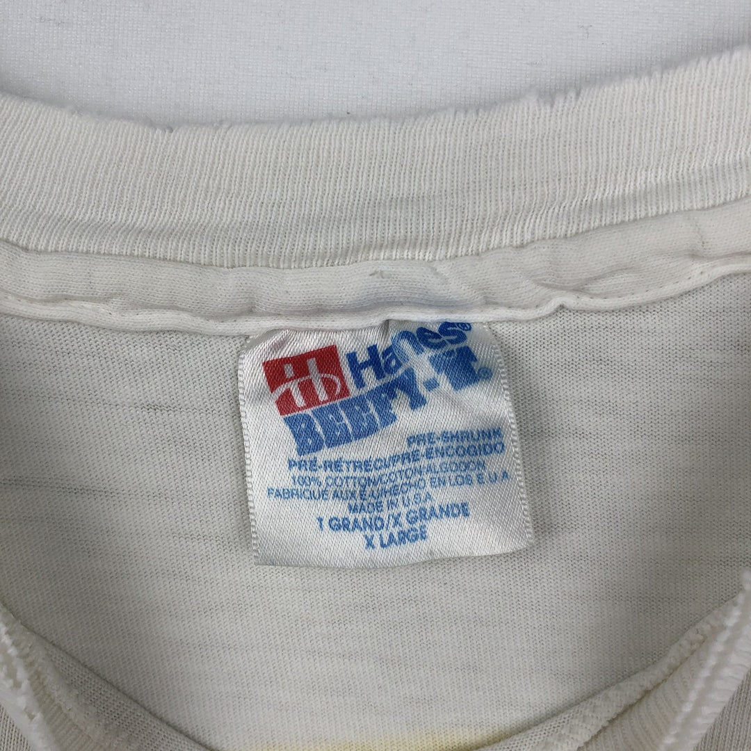 90'S Hanes BEEFY-T Printed T-shirt Made in USA Men's XL Vintage cotton white type Vintage Second Hand