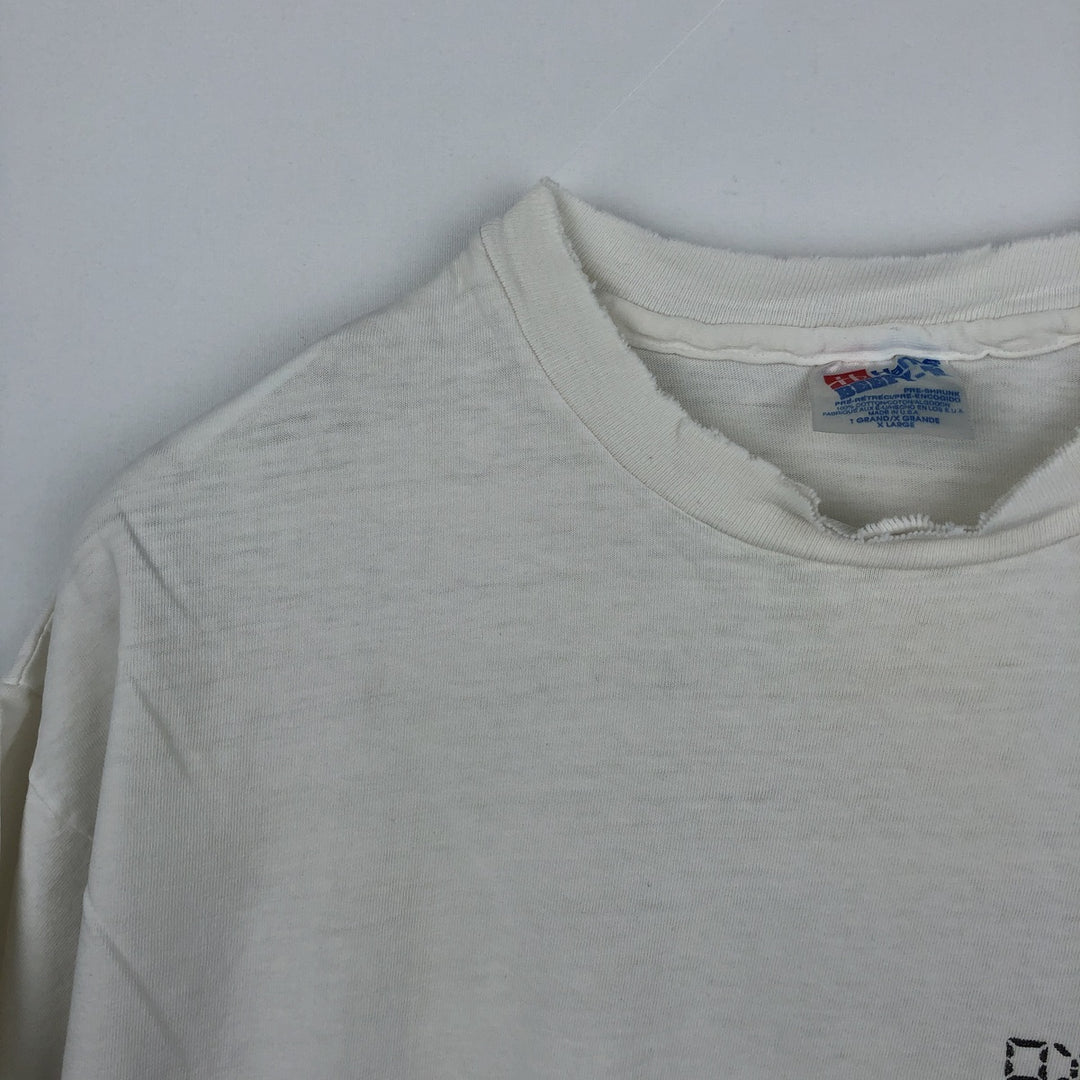 90'S Hanes BEEFY-T Printed T-shirt Made in USA Men's XL Vintage cotton white type Vintage Second Hand