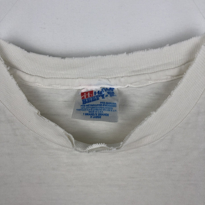 90'S Hanes BEEFY-T Printed T-shirt Made in USA Men's XL Vintage cotton white type Vintage Second Hand