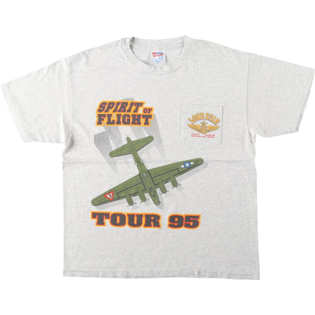 90'S Hanes Heavyweight Military Print T-Shirt, Made in USA, Men's Size L (Equivalent), Vintage cotton gray type Vintage Second Hand