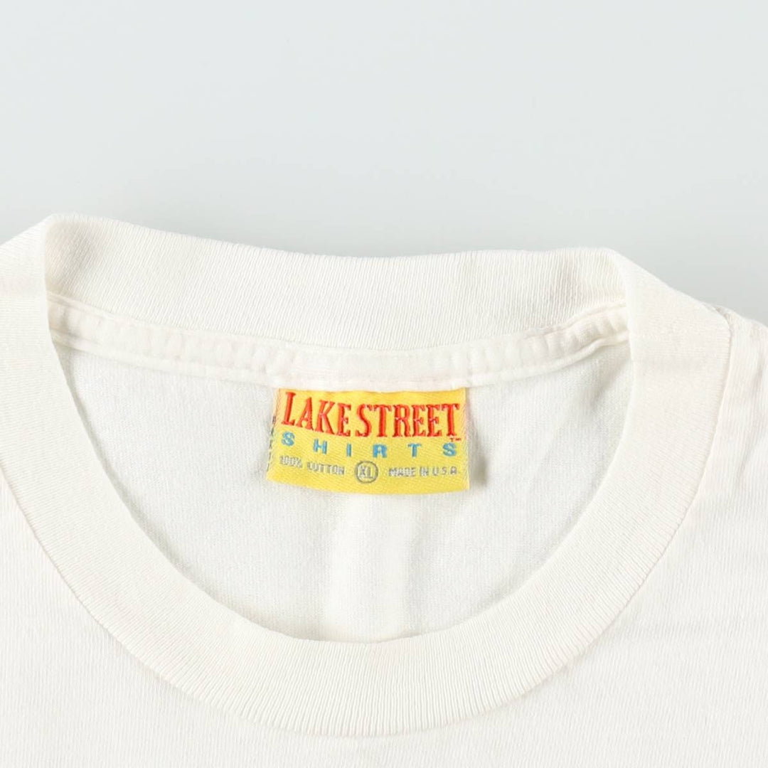 90'S LAKE STREET SHIRTS Art T-shirt, Made in USA, Men's XL equivalent, Vintage cotton white type Vintage Second Hand