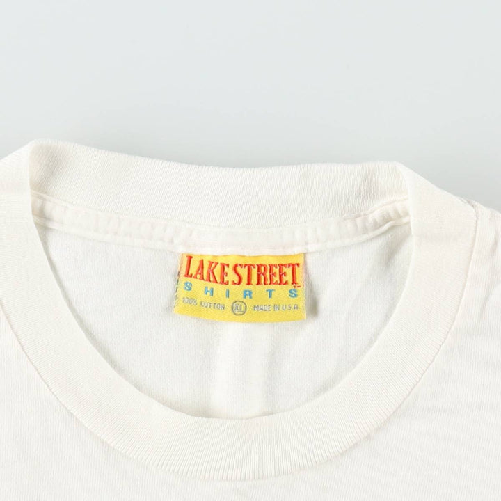 90'S LAKE STREET SHIRTS Art T-shirt, Made in USA, Men's XL equivalent, Vintage cotton white type Vintage Second Hand