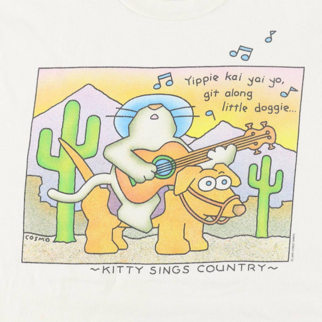 90'S LAKE STREET SHIRTS Art T-shirt, Made in USA, Men's XL equivalent, Vintage cotton white type Vintage Second Hand