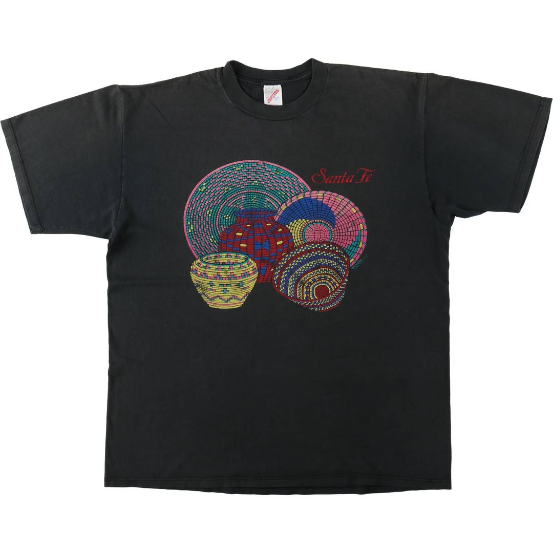 90'S Jerzees Art T-Shirt, Made in USA, Men's XL equivalent, Vintage cotton Charcoal Vintage Second Hand
