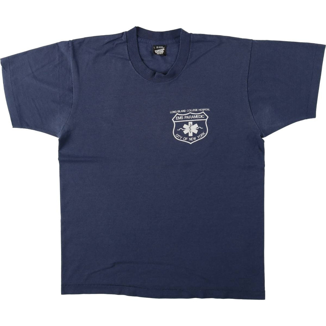 90'S Screen Stars Best Printed T-shirt Made in USA Men's L Vintage cotton navy blue type Vintage Second Hand