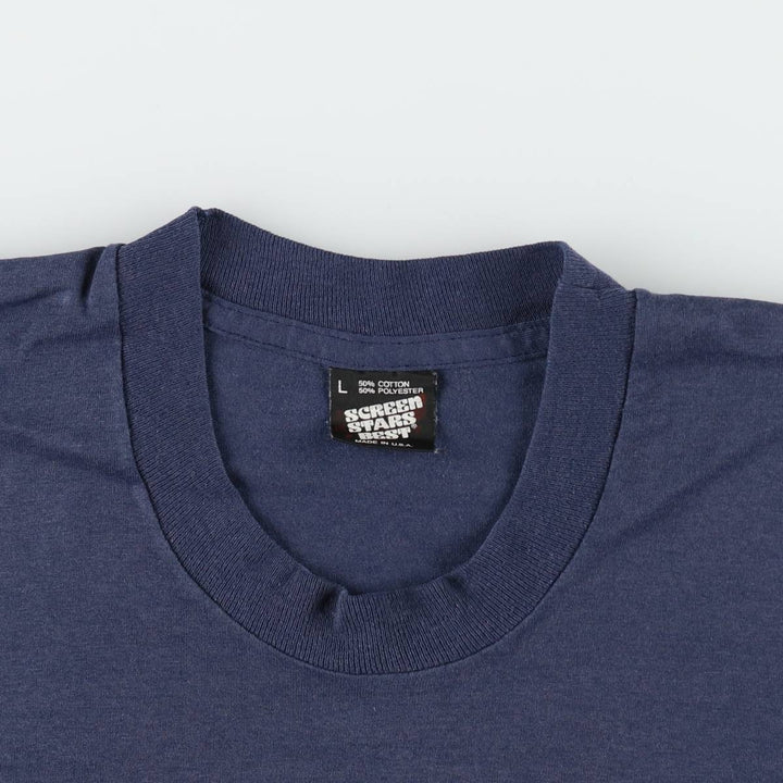 90'S Screen Stars Best Printed T-shirt Made in USA Men's L Vintage cotton navy blue type Vintage Second Hand