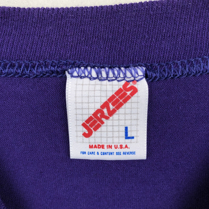 90'S Jerzees Printed T-shirt Made in USA Men's L Size Vintage cotton purple type Vintage Second Hand