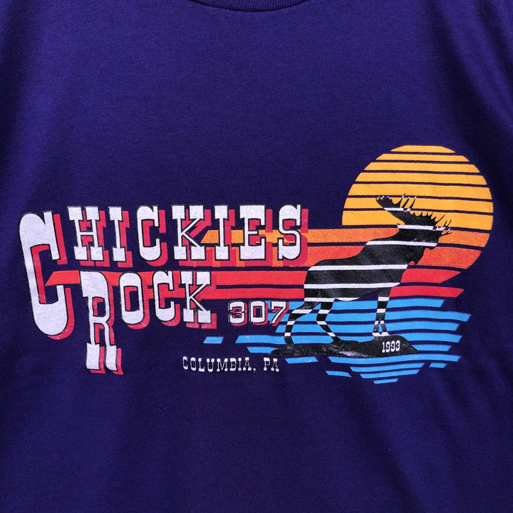 90'S Jerzees Printed T-shirt Made in USA Men's L Size Vintage cotton purple type Vintage Second Hand