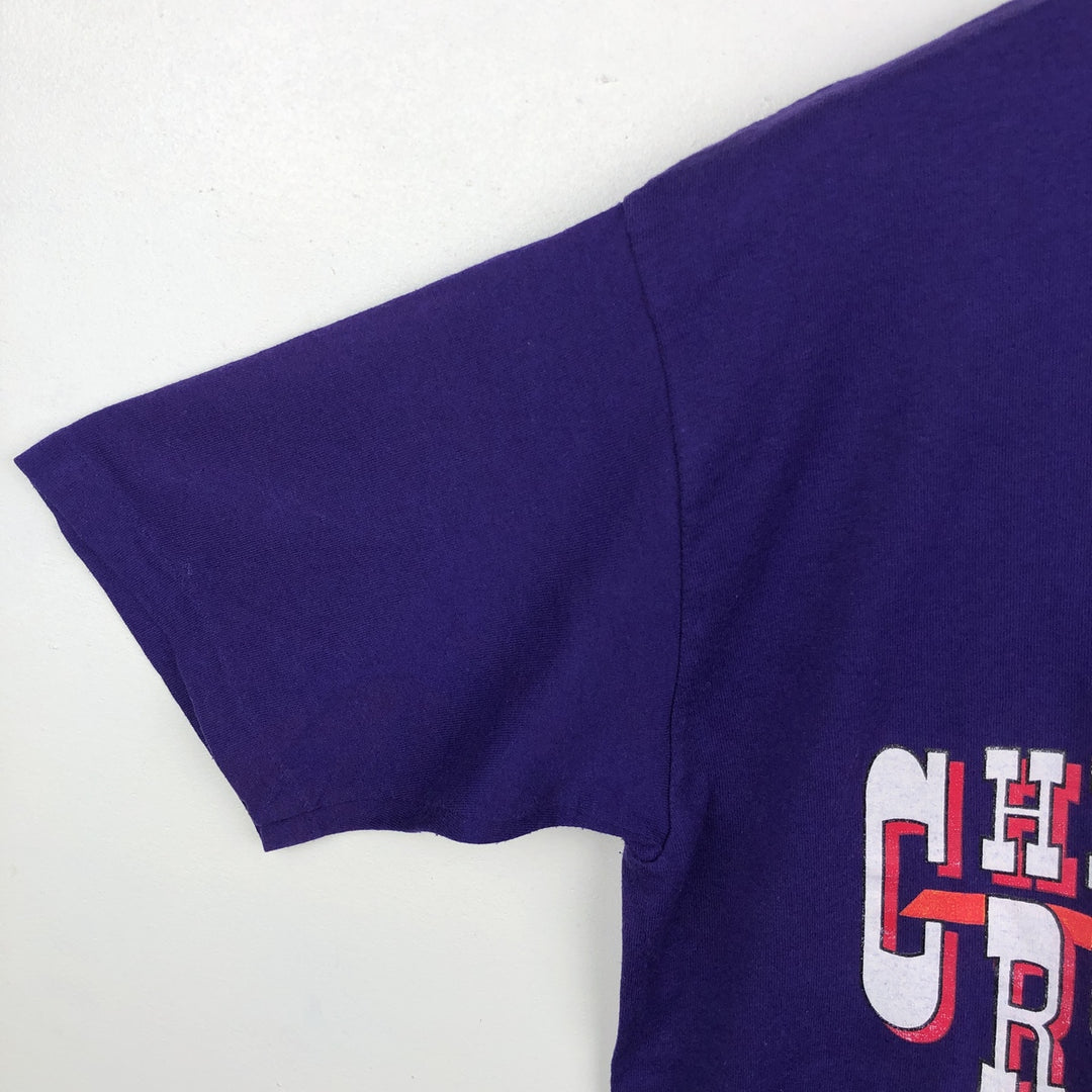 90'S Jerzees Printed T-shirt Made in USA Men's L Size Vintage cotton purple type Vintage Second Hand