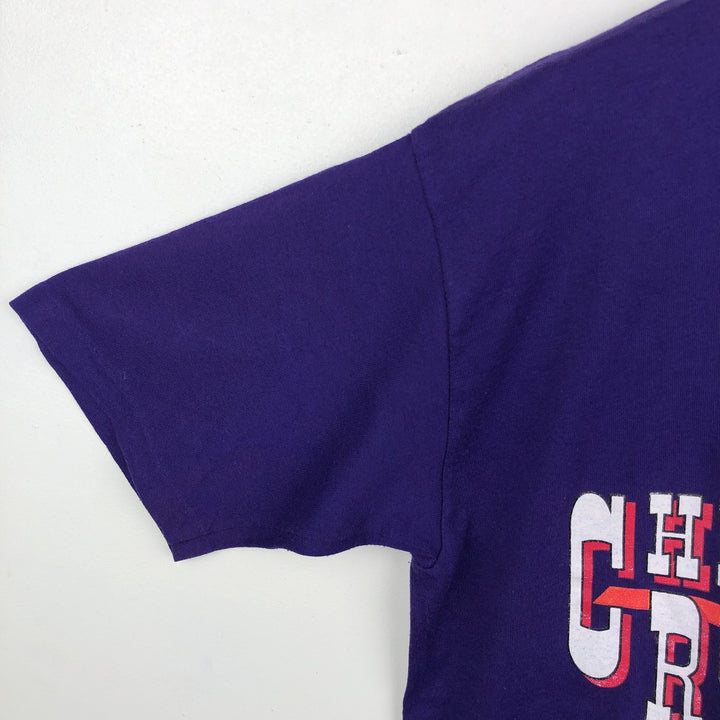 90'S Jerzees Printed T-shirt Made in USA Men's L Size Vintage cotton purple type Vintage Second Hand