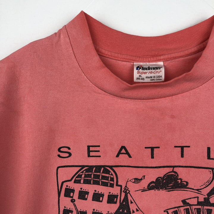 90'S Stedman Souvenir T-Shirt, Made in USA, Men's XL equivalent, Vintage cotton coral Vintage Second Hand