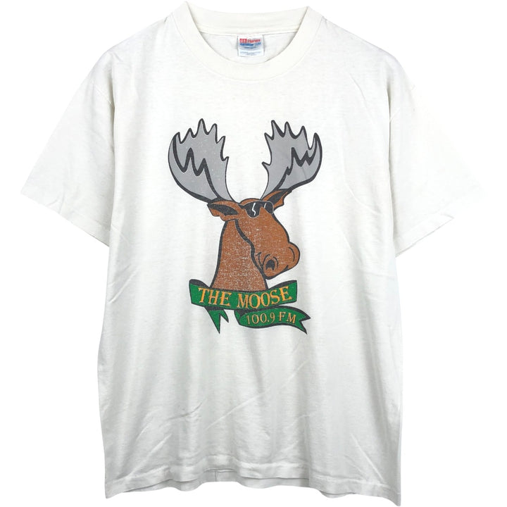~90'S Hanes Print T-Shirt, Made in USA, Men's Size L (Equivalent), Vintage cotton white type Vintage Second Hand