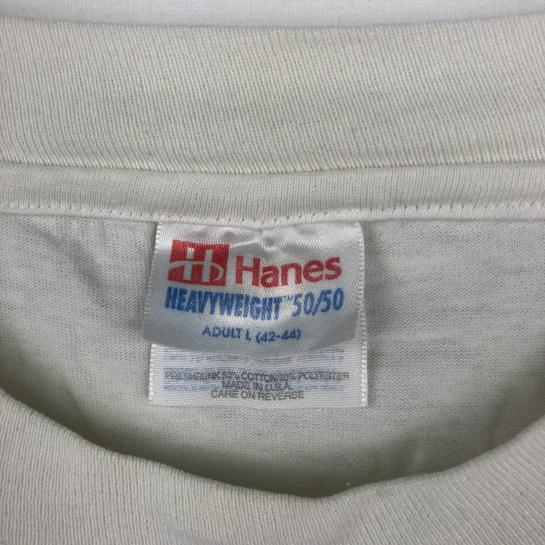 ~90'S Hanes Print T-Shirt, Made in USA, Men's Size L (Equivalent), Vintage cotton white type Vintage Second Hand