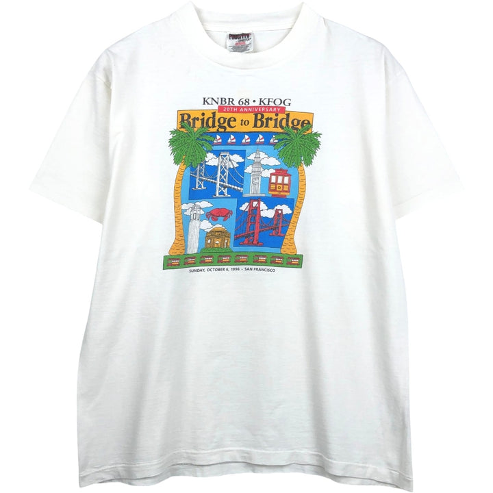 90'S ONEITA POWER PRO Print T-Shirt, Made in USA, Large Size cotton white type Vintage Second Hand