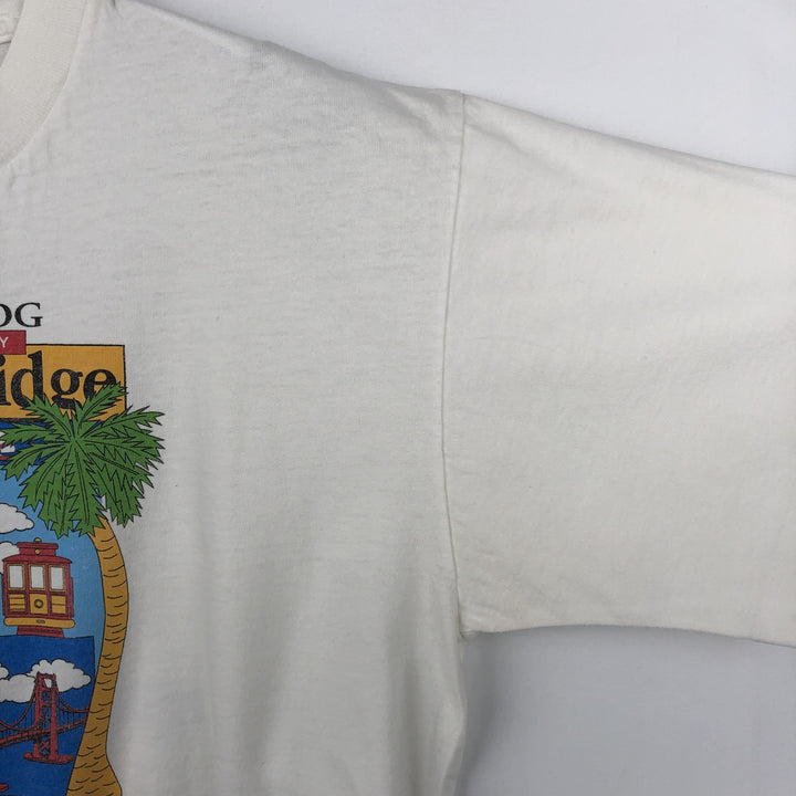90'S ONEITA POWER PRO Print T-Shirt, Made in USA, Large Size cotton white type Vintage Second Hand