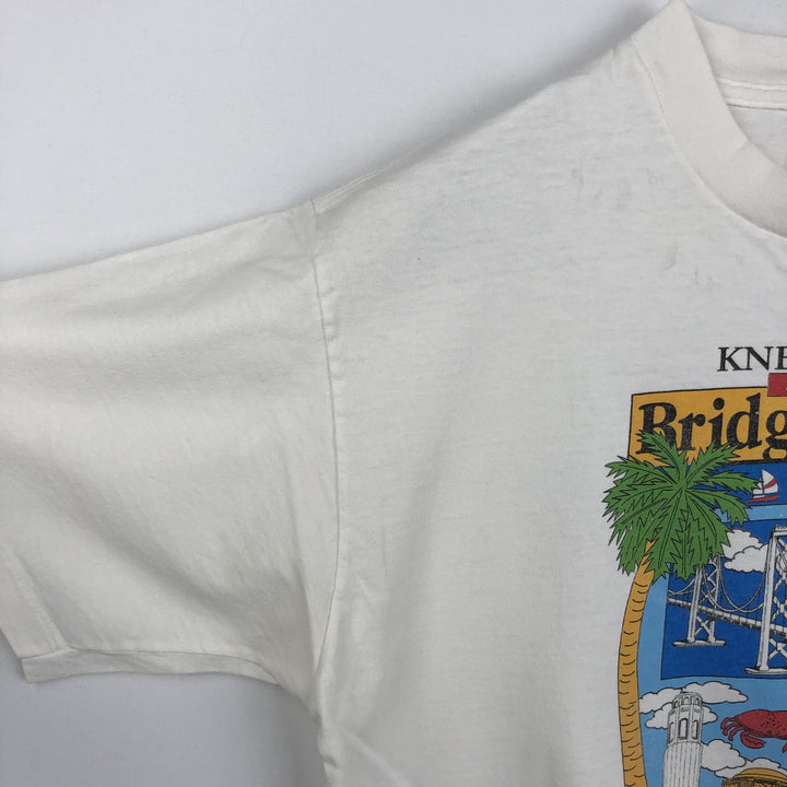90'S ONEITA POWER PRO Print T-Shirt, Made in USA, Large Size cotton white type Vintage Second Hand