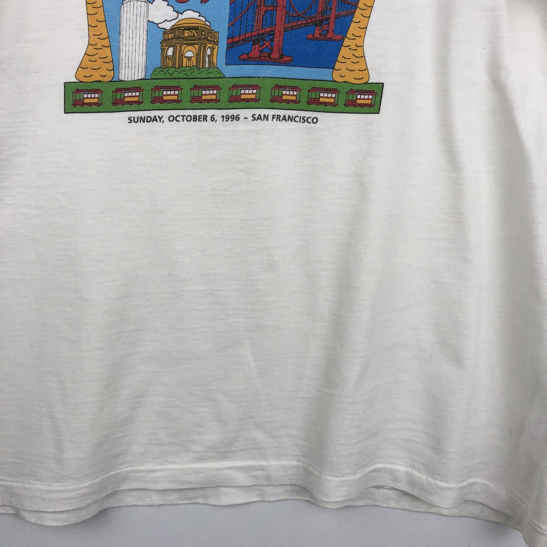 90'S ONEITA POWER PRO Print T-Shirt, Made in USA, Large Size cotton white type Vintage Second Hand