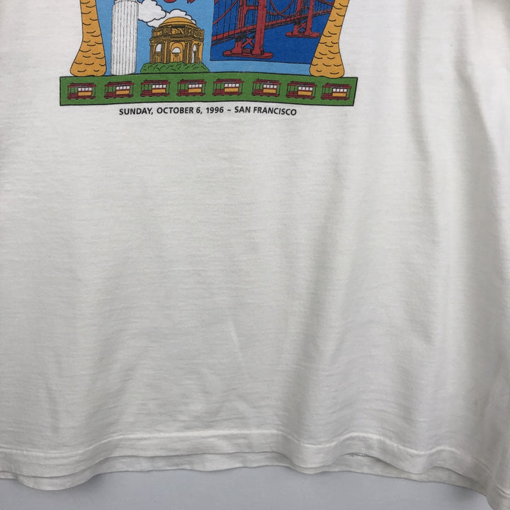 90'S ONEITA POWER PRO Print T-Shirt, Made in USA, Large Size cotton white type Vintage Second Hand