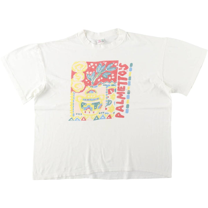 90'S PALMETTOS A STATE OF MIND Print T-Shirt, Made in USA, Men's Size L (Equivalent), Vintage cotton white type Vintage Second Hand