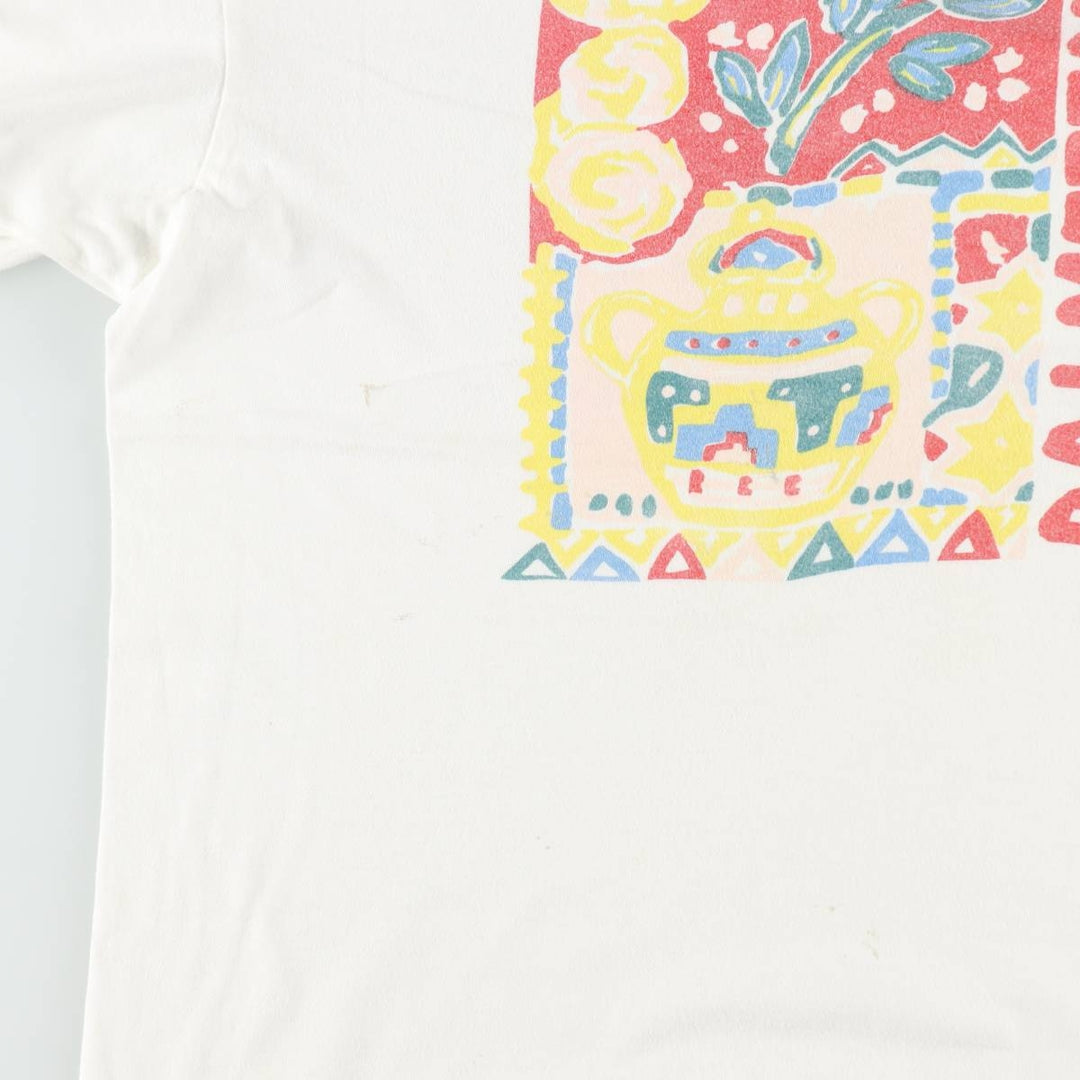 90'S PALMETTOS A STATE OF MIND Print T-Shirt, Made in USA, Men's Size L (Equivalent), Vintage cotton white type Vintage Second Hand