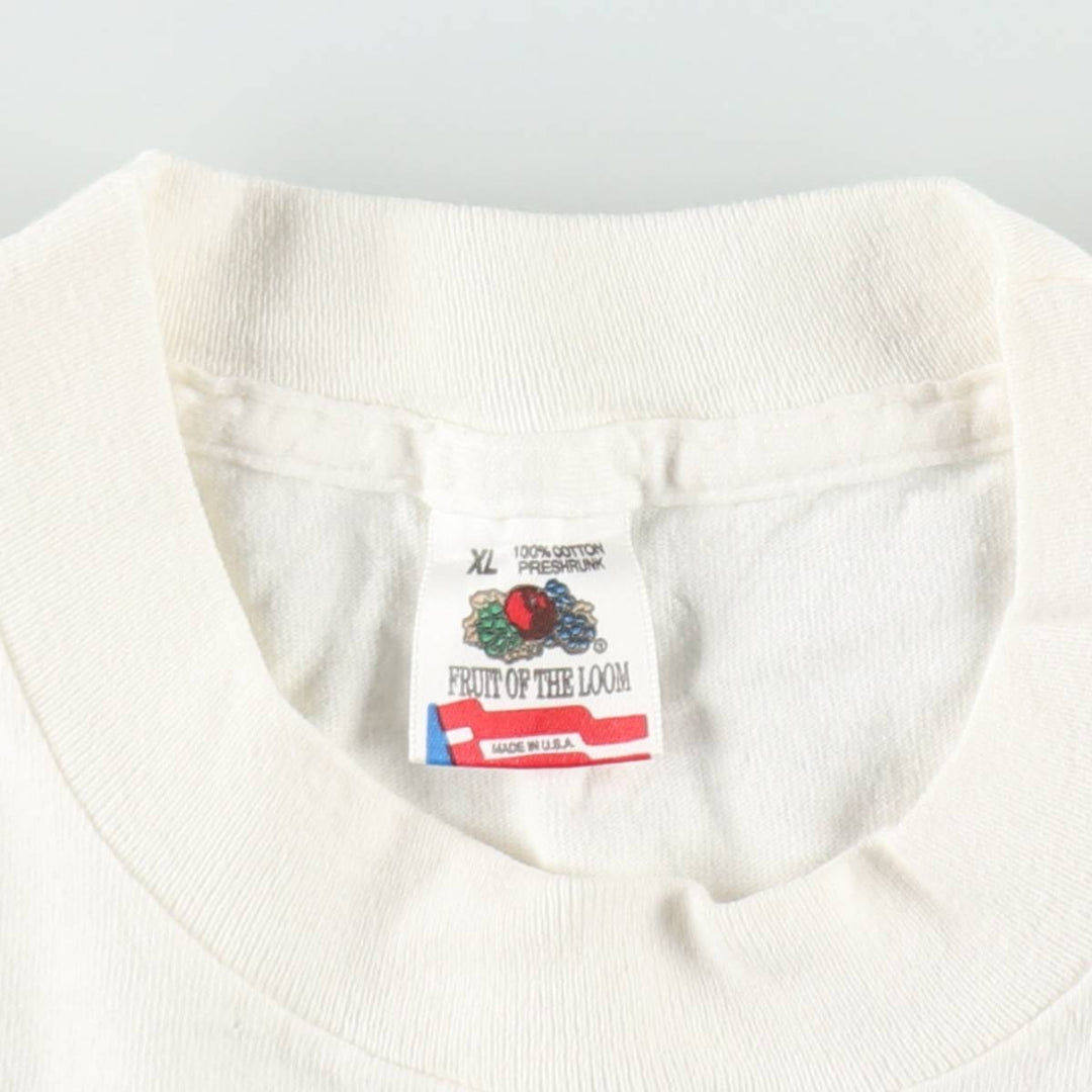 90'S Fruit of the Loom Art T-Shirt, Made in USA, Men's XL equivalent, Vintage cotton white type Vintage Second Hand