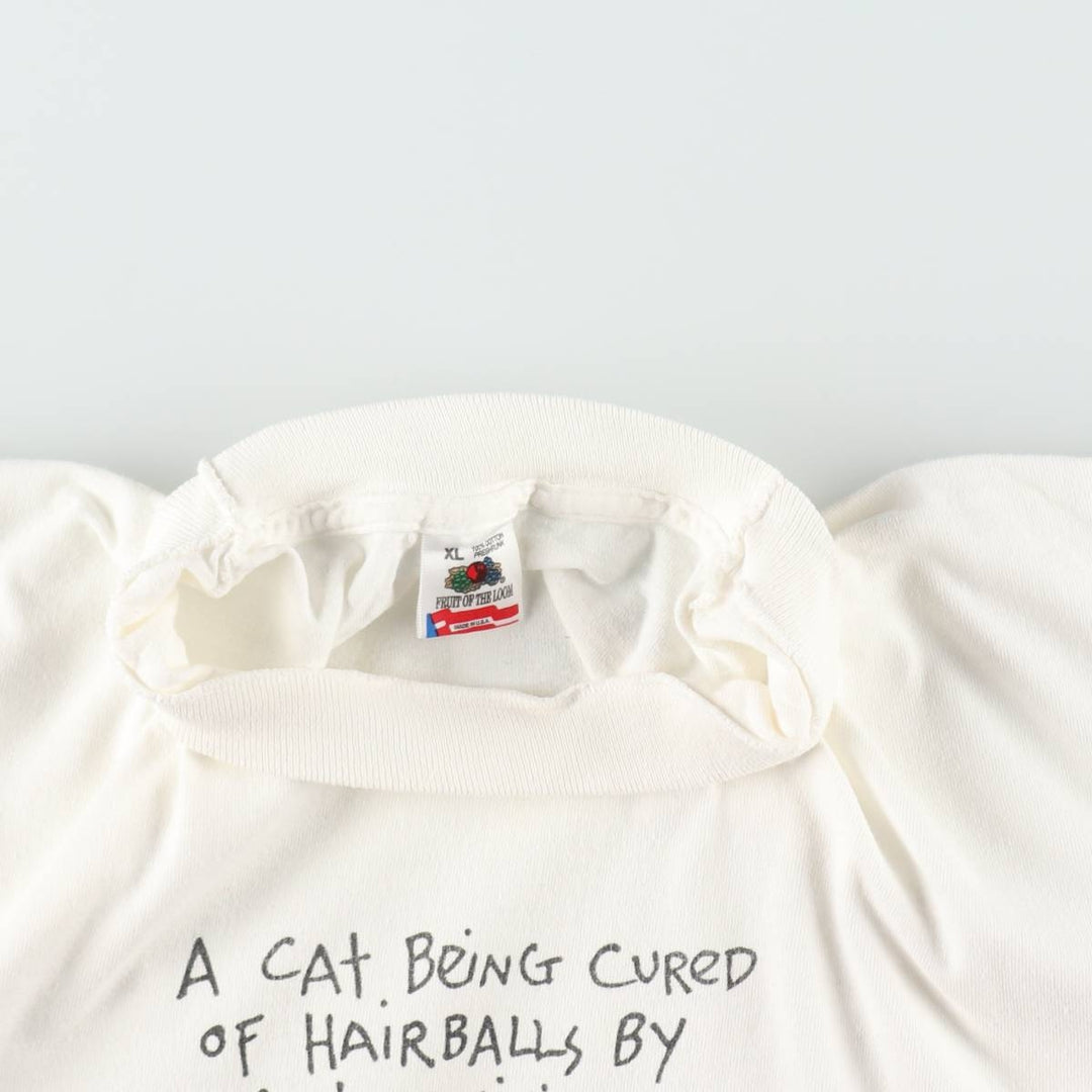 90'S Fruit of the Loom Art T-Shirt, Made in USA, Men's XL equivalent, Vintage cotton white type Vintage Second Hand