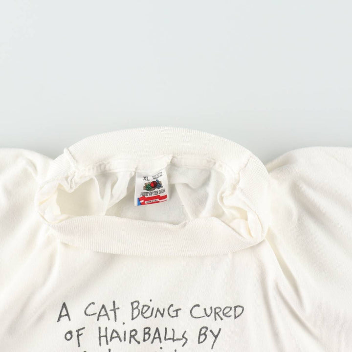 90'S Fruit of the Loom Art T-Shirt, Made in USA, Men's XL equivalent, Vintage cotton white type Vintage Second Hand