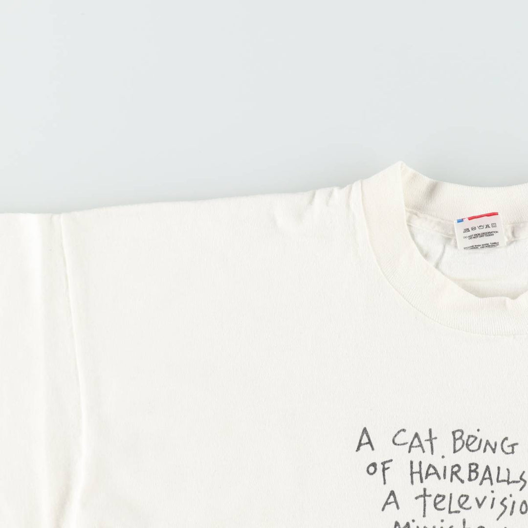 90'S Fruit of the Loom Art T-Shirt, Made in USA, Men's XL equivalent, Vintage cotton white type Vintage Second Hand