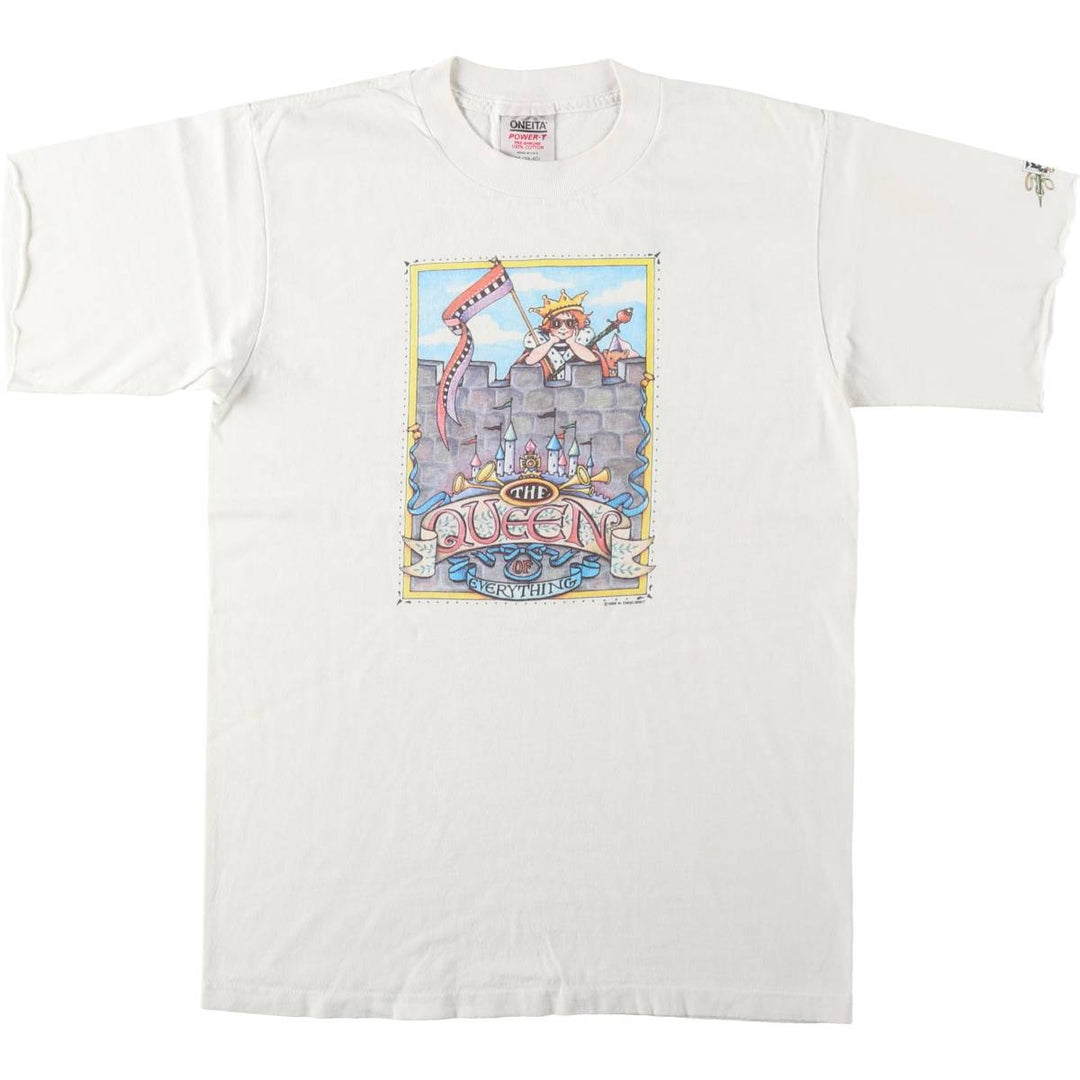 80'S ONEITA POWER-T Cut-off Art T-Shirt, Made in USA, Men's Size M (Equivalent), Vintage cotton white type Vintage Second Hand