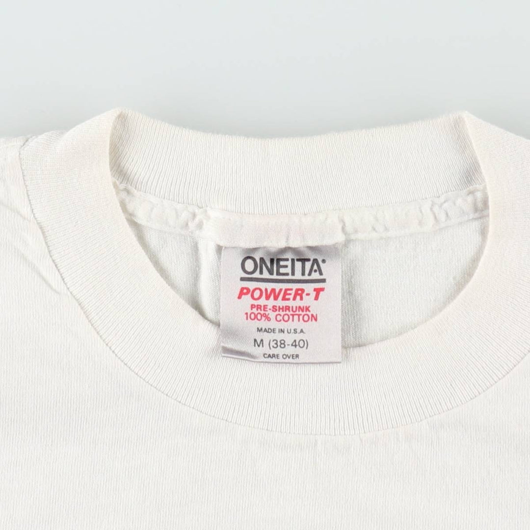 80'S ONEITA POWER-T Cut-off Art T-Shirt, Made in USA, Men's Size M (Equivalent), Vintage cotton white type Vintage Second Hand