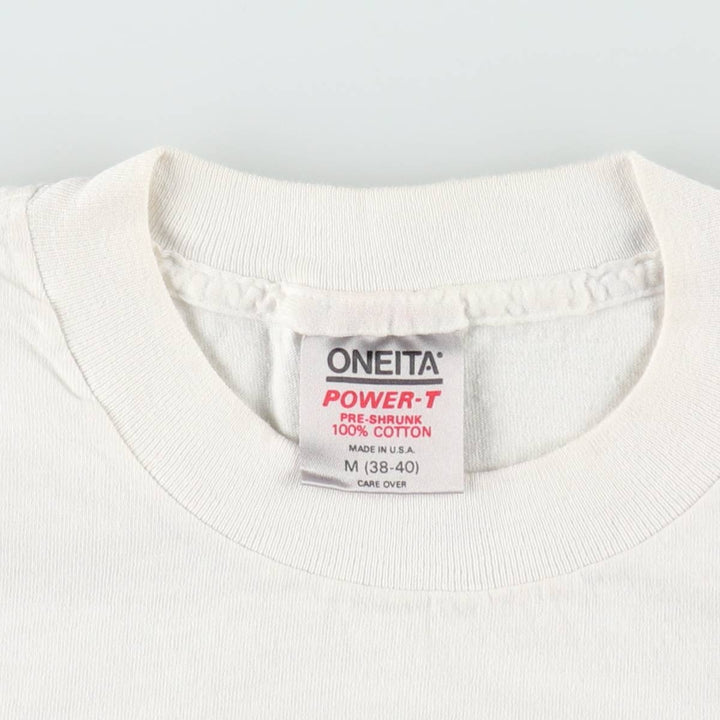 80'S ONEITA POWER-T Cut-off Art T-Shirt, Made in USA, Men's Size M (Equivalent), Vintage cotton white type Vintage Second Hand