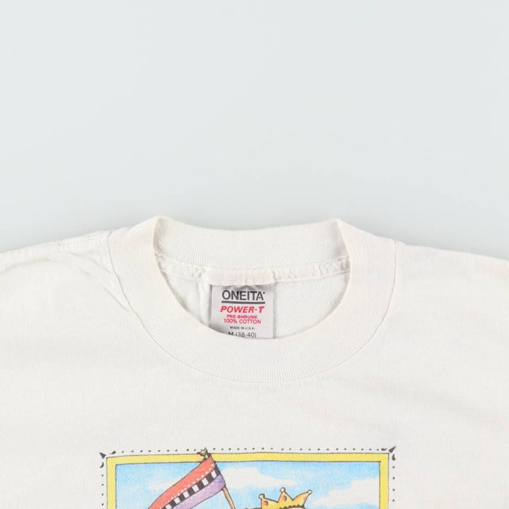 80'S ONEITA POWER-T Cut-off Art T-Shirt, Made in USA, Men's Size M (Equivalent), Vintage cotton white type Vintage Second Hand