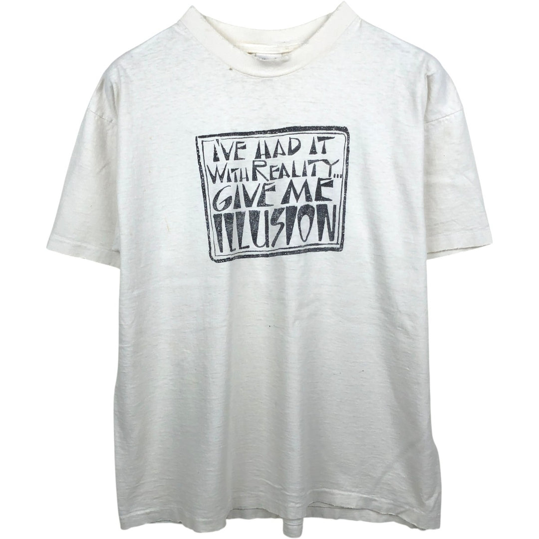 90'S Anvil Message Print T-Shirt, Made in USA, Men's XL (approx.) cotton white type Vintage Second Hand