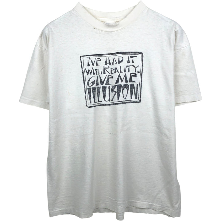 90'S Anvil Message Print T-Shirt, Made in USA, Men's XL (approx.) cotton white type Vintage Second Hand