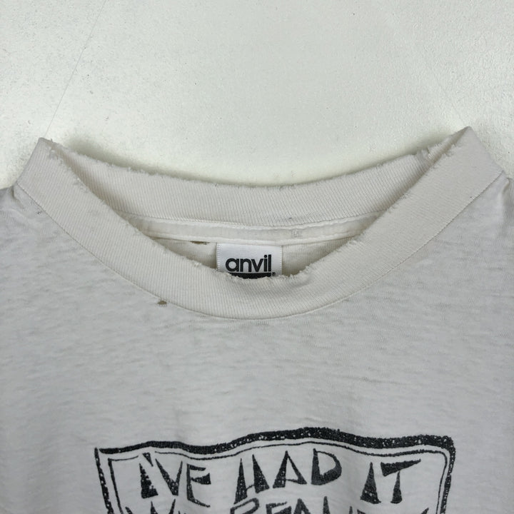 90'S Anvil Message Print T-Shirt, Made in USA, Men's XL (approx.) cotton white type Vintage Second Hand