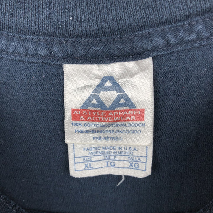 ALSTYLE Parody Print T-Shirt, Made in USA, Men's XL Equivalent cotton navy blue type Vintage Second Hand