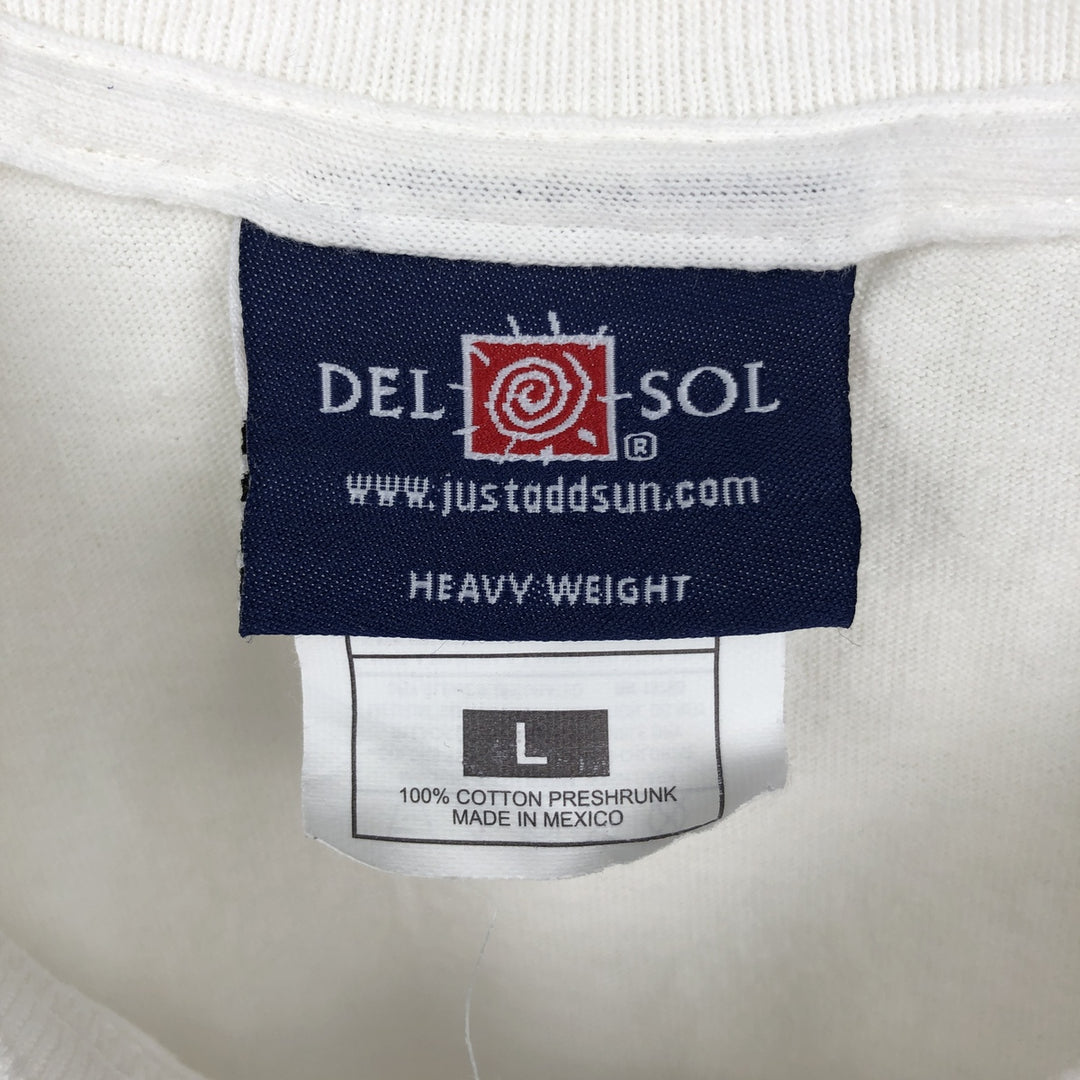90'S DEL SOL Print T-Shirt, Men's Size L (Equivalent), Vintage cotton white type Vintage Second Hand