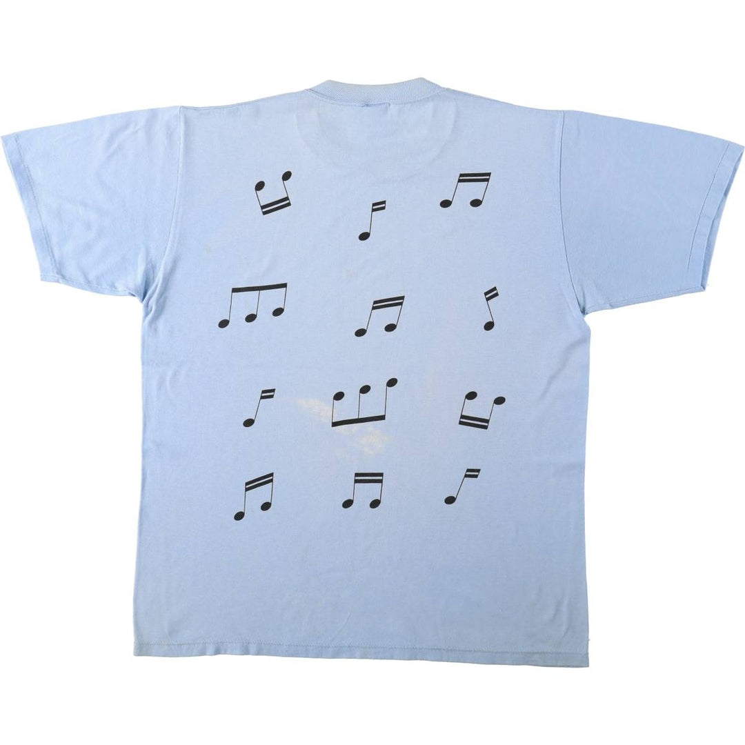 80'S Jerzees Print T-Shirt, Made in USA, Men's XL equivalent, Vintage cotton Blue type light blue Vintage Second Hand