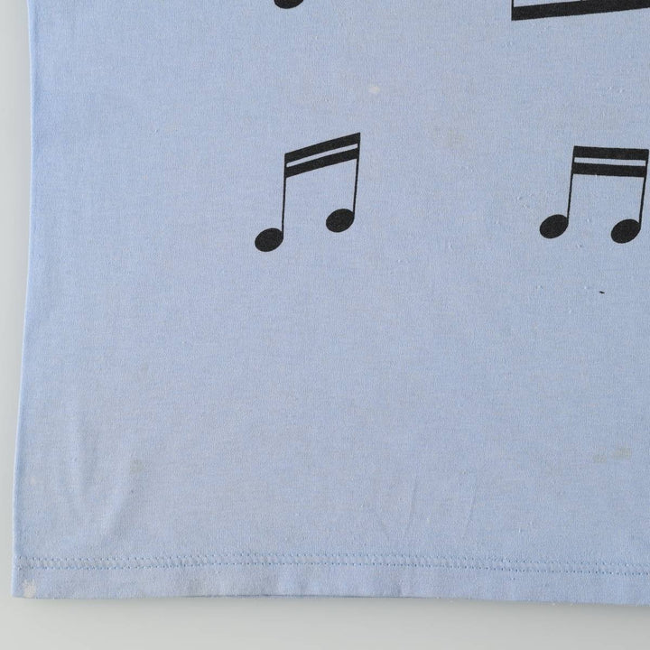 80'S Jerzees Print T-Shirt, Made in USA, Men's XL equivalent, Vintage cotton Blue type light blue Vintage Second Hand