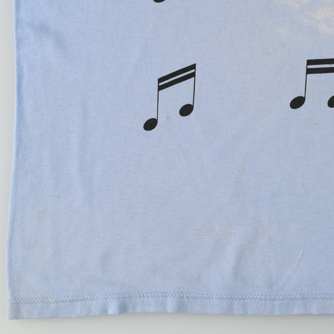 80'S Jerzees Print T-Shirt, Made in USA, Men's XL equivalent, Vintage cotton Blue type light blue Vintage Second Hand