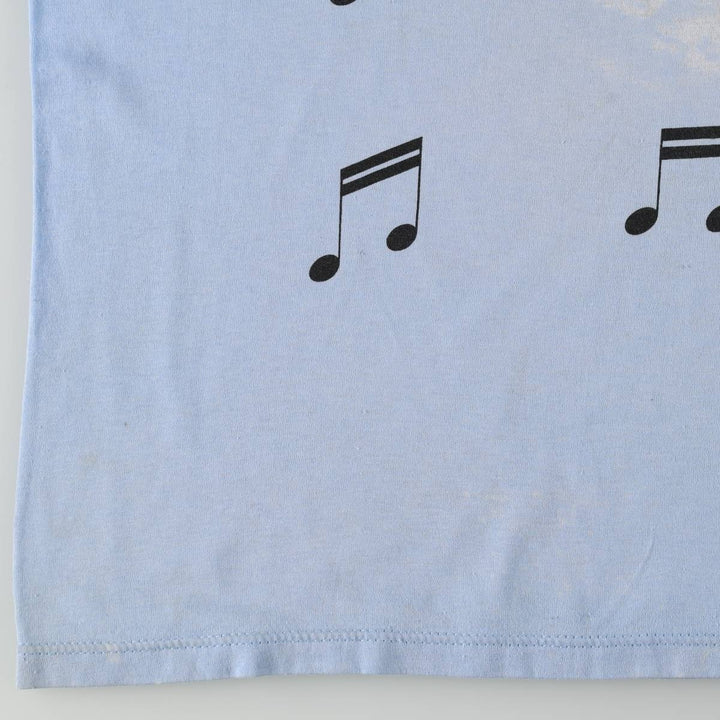 80'S Jerzees Print T-Shirt, Made in USA, Men's XL equivalent, Vintage cotton Blue type light blue Vintage Second Hand