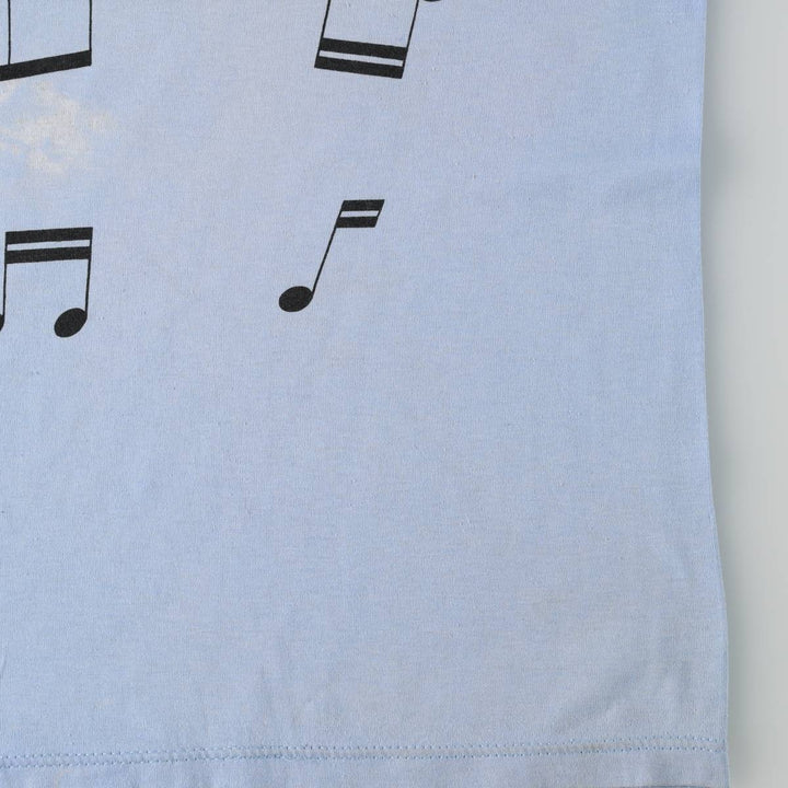 80'S Jerzees Print T-Shirt, Made in USA, Men's XL equivalent, Vintage cotton Blue type light blue Vintage Second Hand