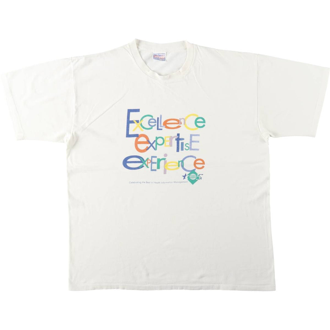 90'S All Sport Print T-Shirt, Men's XL (approx.), Vintage cotton white type Vintage Second Hand