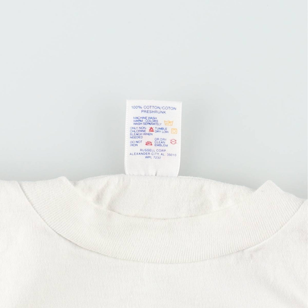 ~90'S Jerzees Message Print T-Shirt, Made in USA, Men's Size L (Equivalent), Vintage cotton white type Vintage Second Hand