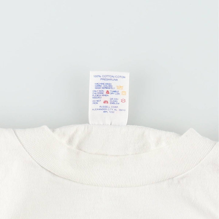 ~90'S Jerzees Message Print T-Shirt, Made in USA, Men's Size L (Equivalent), Vintage cotton white type Vintage Second Hand